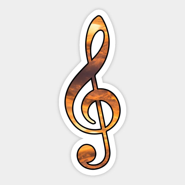 Treble Clef - Sunset Sticker by Kelly Louise Art